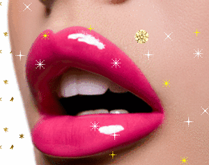 Gif animé bouche étoiles